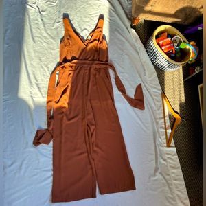 A New Day Tie Waist Romper M Rust Copper
